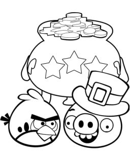 Desenho de Pássaro e Porquinho do Angry Birds para Colorir 256×300