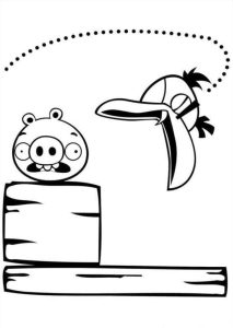 Desenho de Pássaro Querendo Capturar Porquinho de Angry Birds para Colorir 213×300