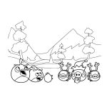 Desenho de Pássaros e Porcos na Floresta em Angry Birds para Colorir 150×150