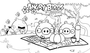 Desenho de Piquenique no Parque do Angry Birds para Colorir 300×177
