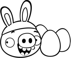 Desenho de Porco com Orelha de Coelho Angry Birds para Colorir 300×244
