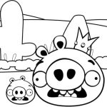 Desenho de Porco Rei e Porquinho na Floresta de Angry Birds para Colorir 150×150