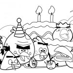 Desenho Festa de Aniversário dos Angry Birds para Colorir 150×150