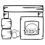 Desenho Imprimivel de Porco e Ovos Presos em Armadilha Angry Birds para Pintar 150×150