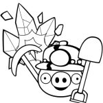 Desenho Imprimivel de Porco Minerador do Angry Birds para Colorir 150×150