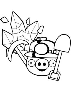 Desenho Imprimivel de Porco Minerador do Angry Birds para Colorir 239×300