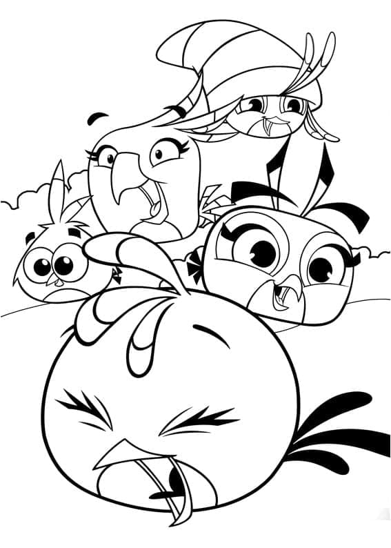 Desenho Imprimivel Divertido de Angry Birds para Pintar