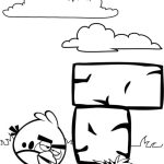 Desenho Imprimivel e Gratuito de Pássaro de Angry Birds Parado por Pedras para Colorir 150×150