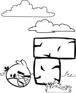 Desenho Imprimivel e Gratuito de Pássaro de Angry Birds Parado por Pedras para Colorir 244×300