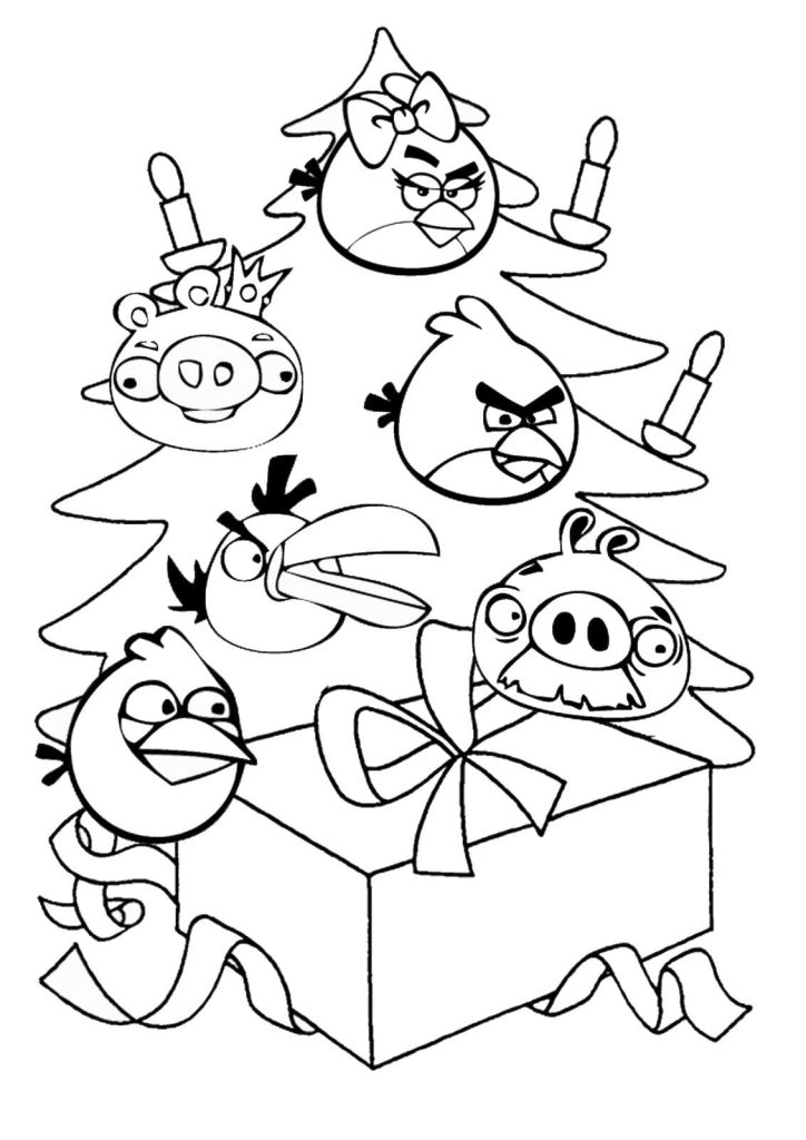 Desenho Natalino de Angry Birds para Colorir 724×1024