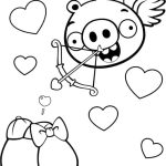 Desenho Porco Cúpido Dia dos Namorados de Angry Birds para Colorir Grátis 150×150