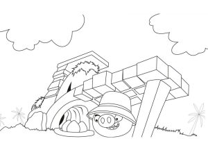 Desenho Porco Encontrando Ovos de Pássaro em Angry Birds para Colorir 300×236