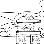 Desenho Porcos Presos em Armadilha em Angry Birds para Colorir 150×150