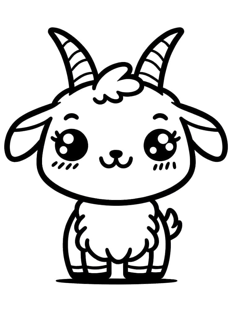Desenho de Cabra Kawaii para Colorir