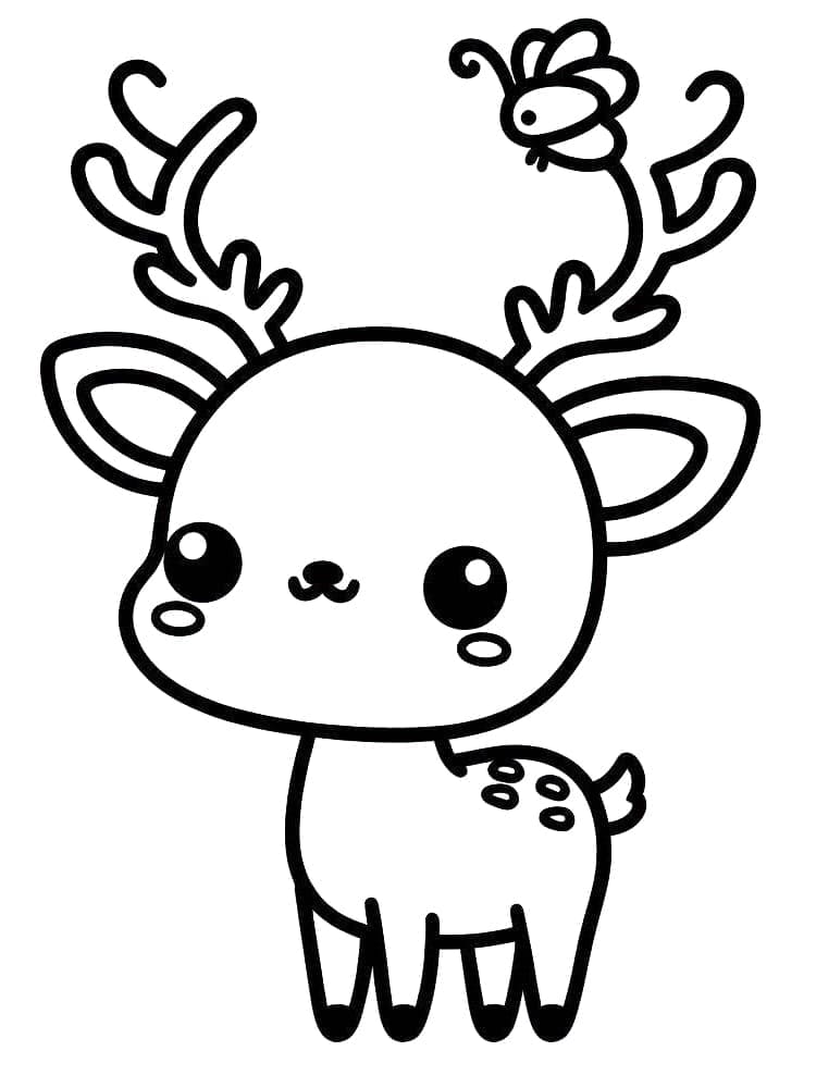 Desenho de Veado Kawaii para Colorir