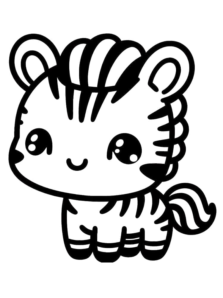 Desenho de Zebra Kawaii para Colorir