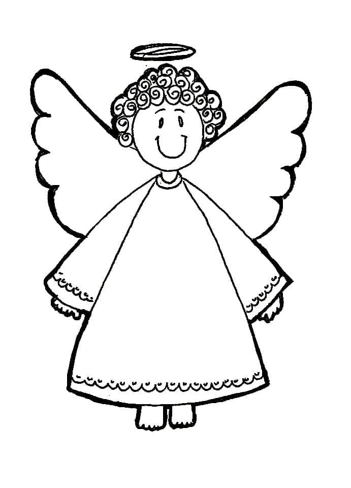 Desenho de Anjo Feliz para Colorir