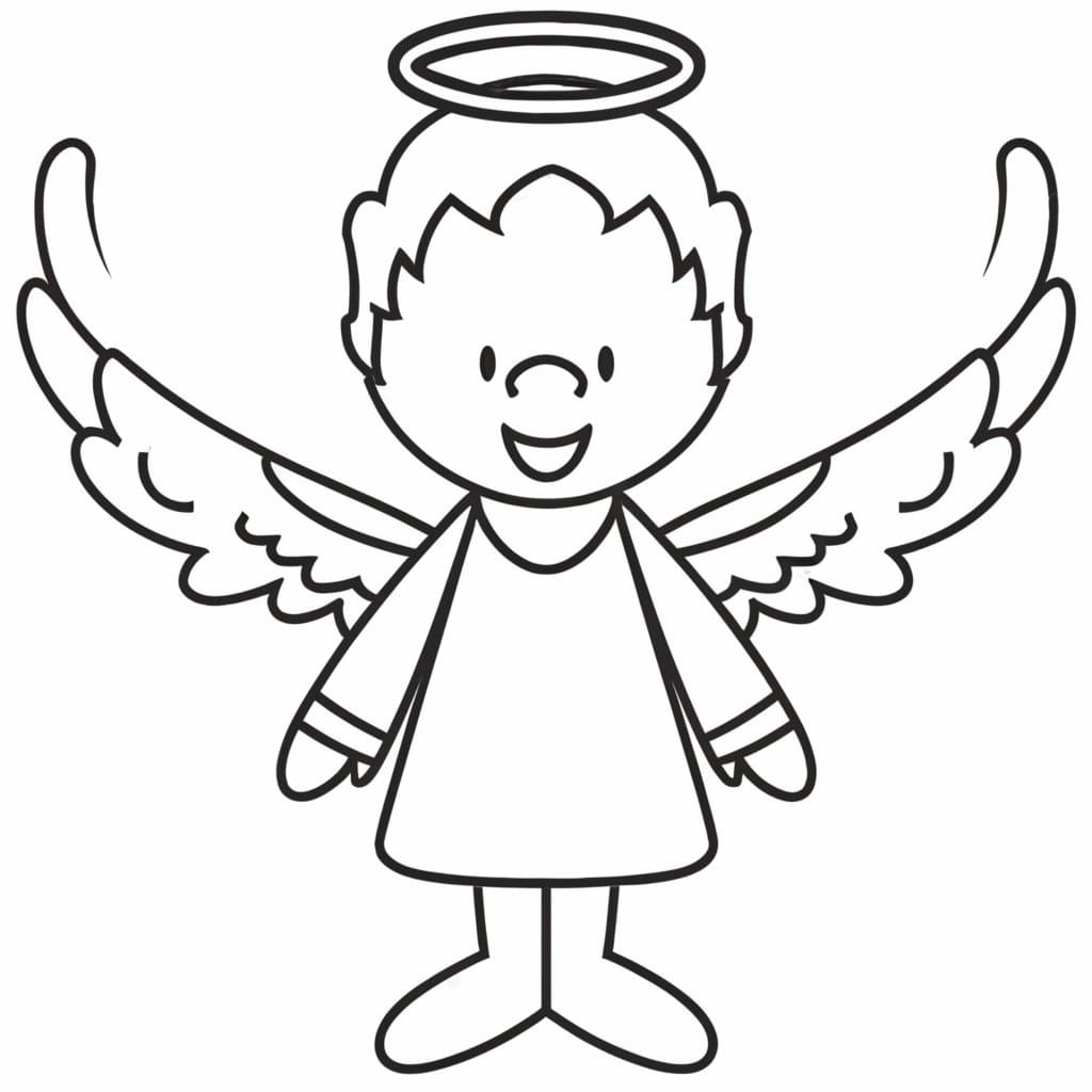 Desenho de um Anjo Muito Simples para Colorir