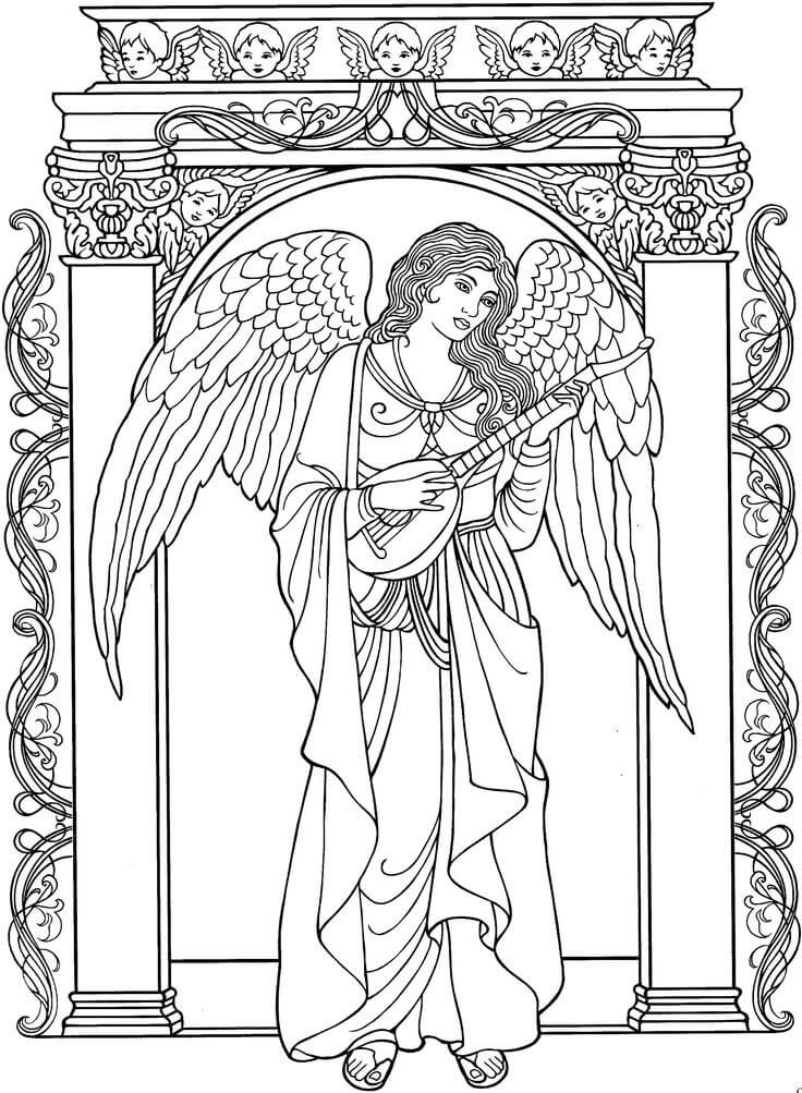 Desenho Realista de Anjo Maravilhoso para Colorir em Pdf