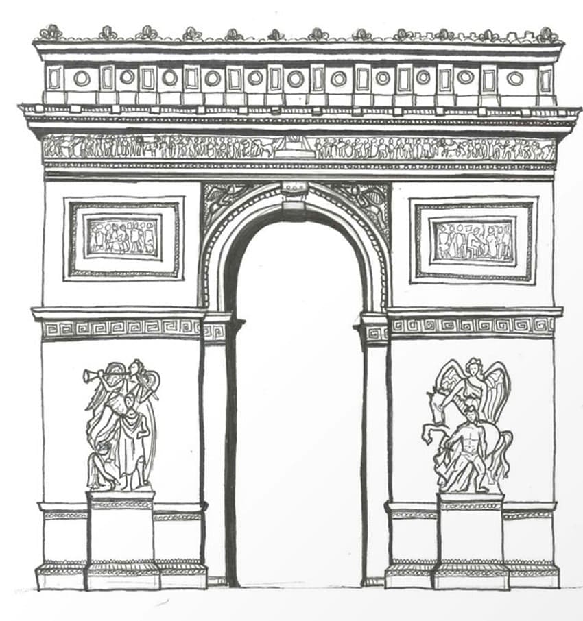 Desenho de Arco do Triunfo Grátis para Crianças para Colorir