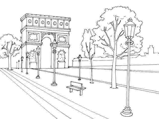 Desenhos de Arco do Triunfo para Colorir