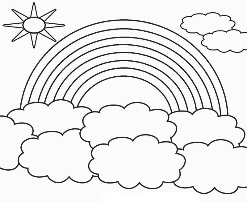 Desenho de Arco Íris Fácil para Colorir