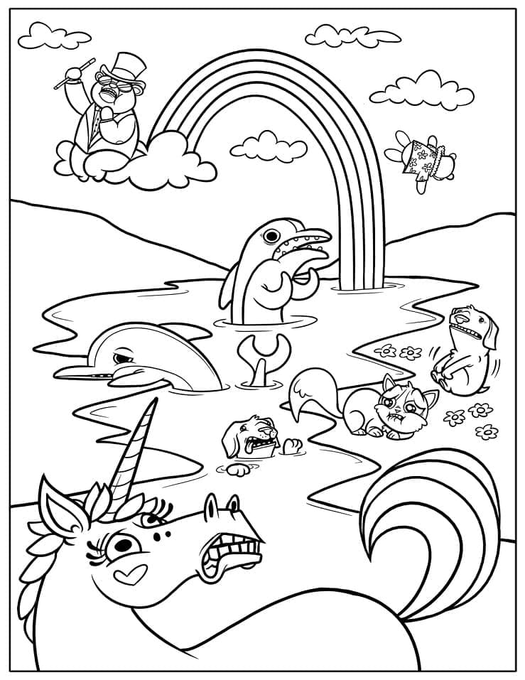 Desenho de Arco Íris Imprimivel Grátis para Colorir