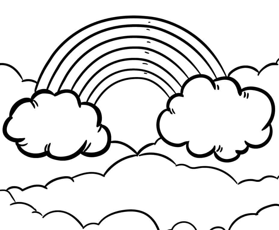 Desenho de Arco Íris Muito Bonito para Colorir