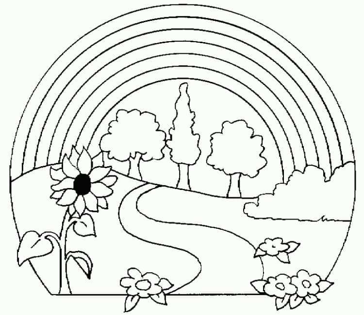 Desenho de Arco Íris Muito Lindo para Colorir