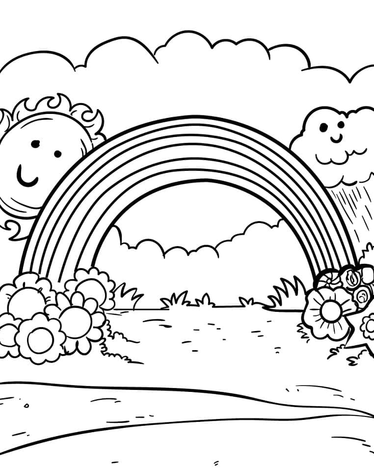 Desenho de Arco Íris para Crianças de 3 Anos para Colorir