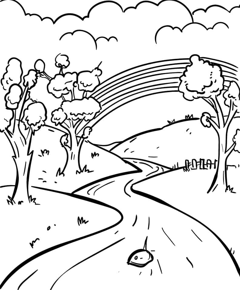 Desenho de Arco Íris para Crianças para Colorir