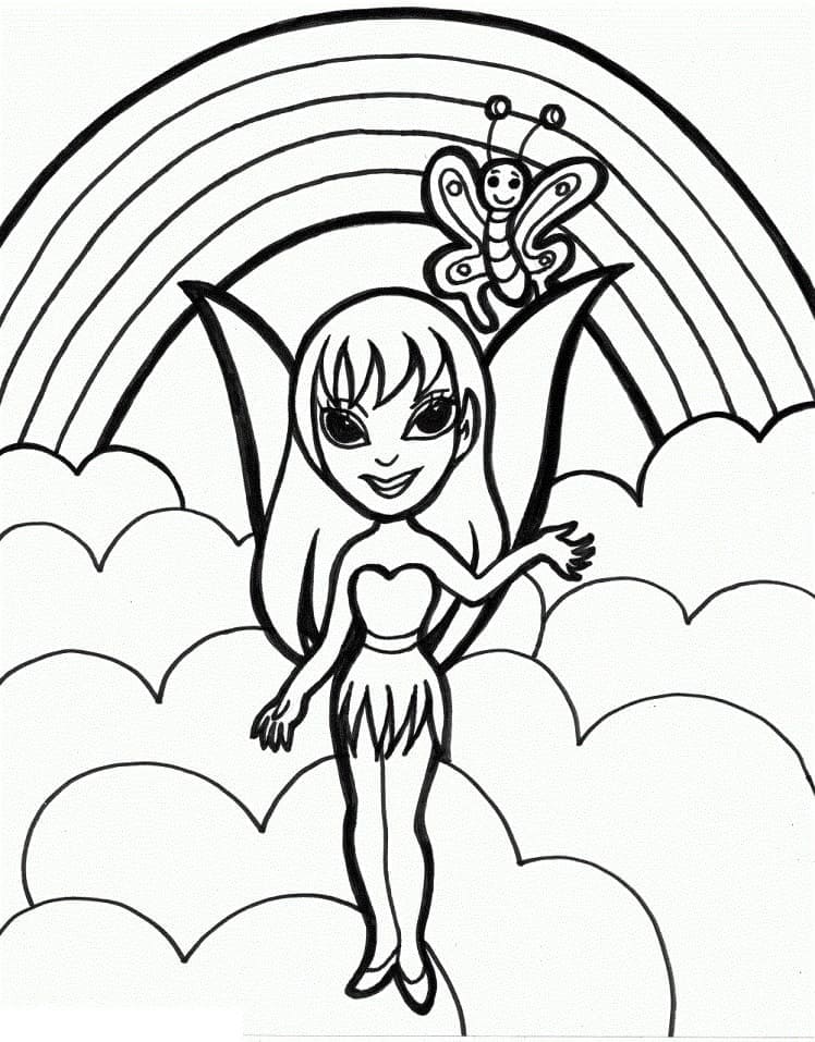 Desenho de Foto de Arco Íris para Colorir
