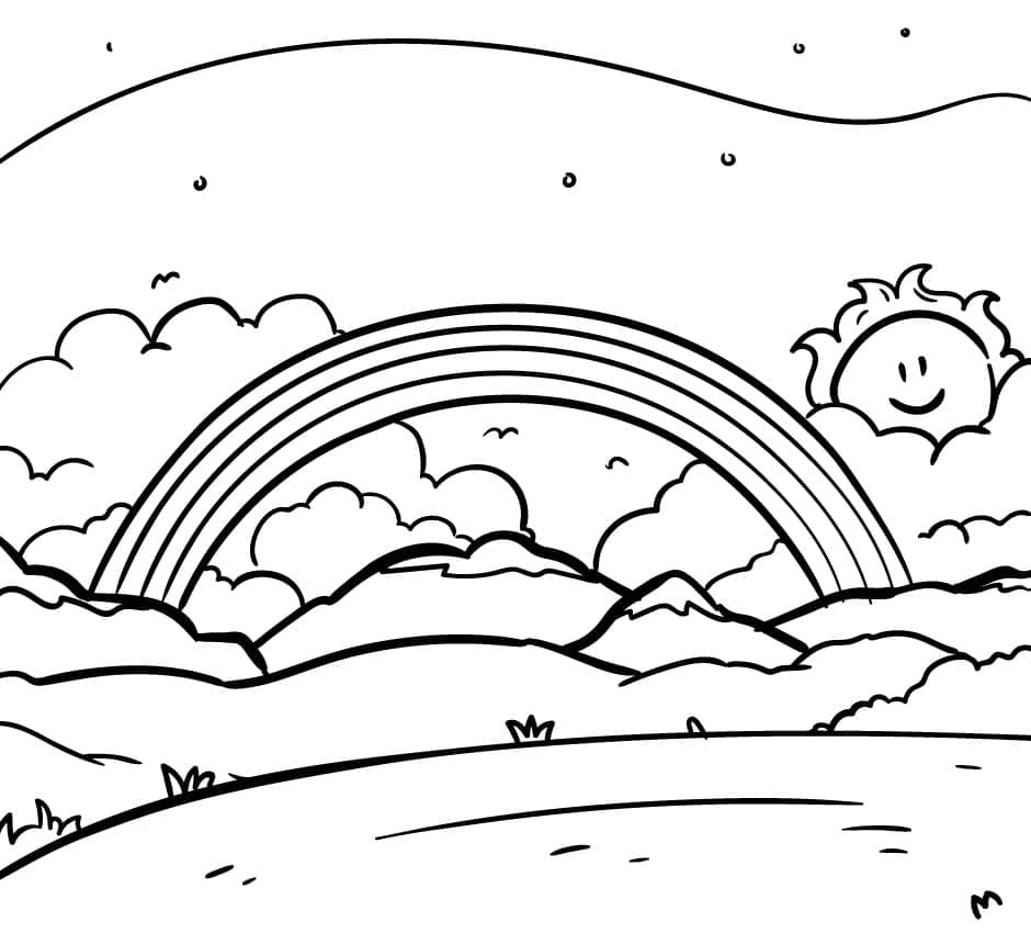 Desenho de Grátis Arco Íris para Colorir