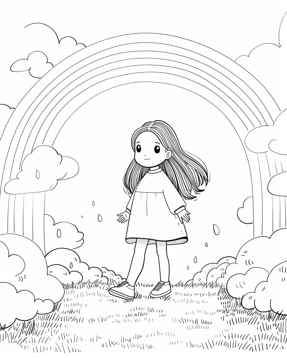 Desenho de Imprimivel Arco Íris para Crianças para Colorir
