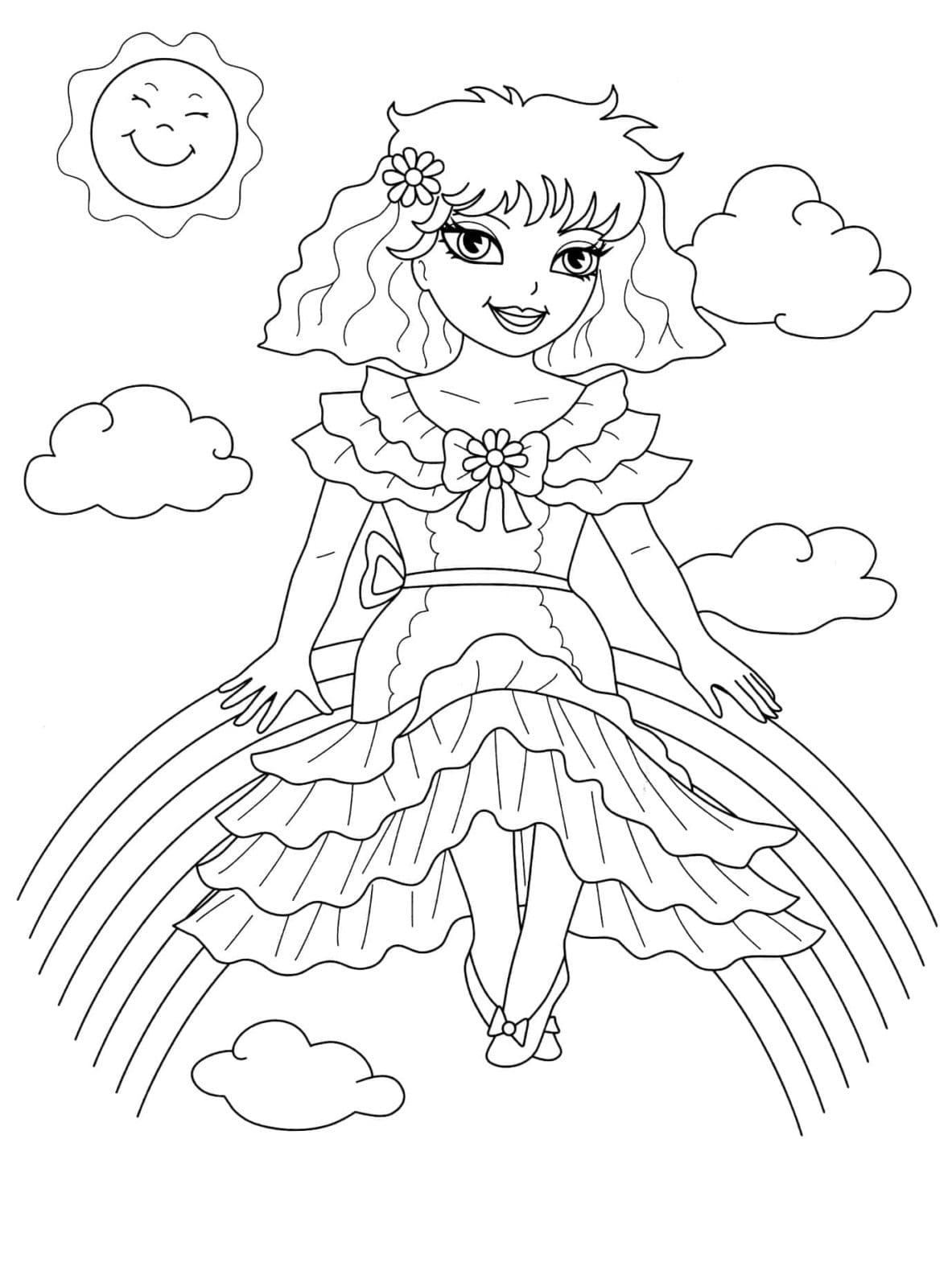 Desenho de Imprimivel Arco Íris para Colorir
