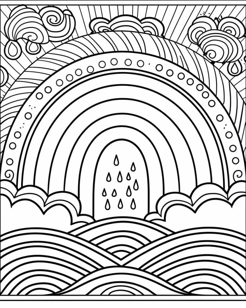 Desenho de Imprimivel Grátis Arco Íris para Crianças para Colorir