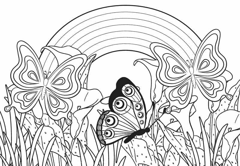 Desenho de Lindo Arco Íris para Colorir
