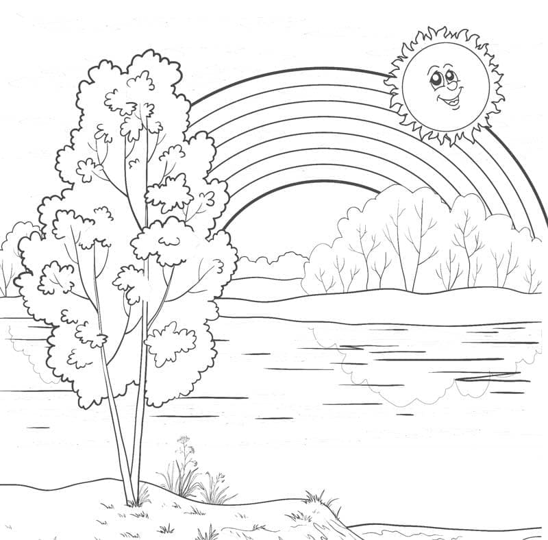 Desenho de um Arco Íris Muito Lindo para Colorir