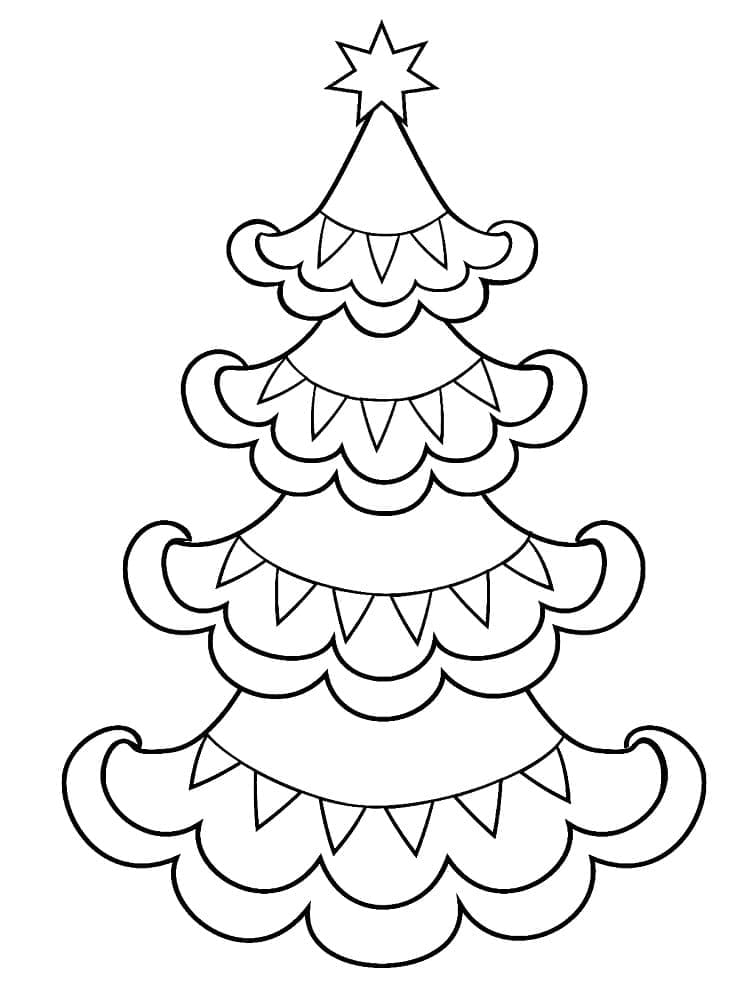 Desenho de Árvore de Natal Grátis para Colorir
