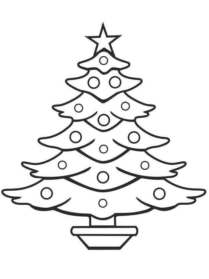 Desenho de Árvore de Natal Decorada Pronta para Colorir