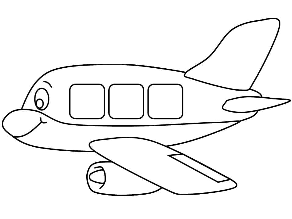 Desenho de Avião de Desenho Animado para Colorir