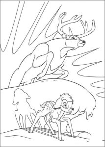 Desenho de Bambi Assustado para Colorir 214×300
