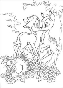 Desenho de Bambi Beijá Faline para Colorir 214×300