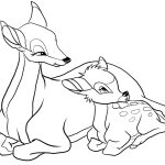 Desenho de Bambi com a Mãe para Colorir 150×150