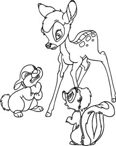 Desenho de Bambi e Amigos para Colorir 239×300
