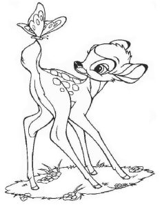 Desenho de Bambi e Borboleta para Colorir 235×300