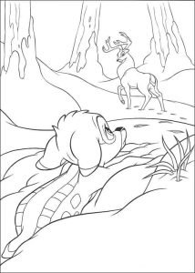 Desenho de Bambi e Grande Príncipe da Floresta para Colorir 214×300