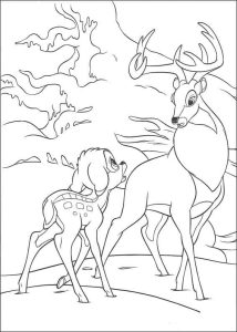 Desenho de Bambi e Grande Príncipe para Colorir 214×300