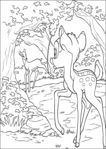Desenho de Bambi e Mãe para Colorir 214×300