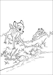 Desenho de Bambi e Sapo para Colorir 214×300